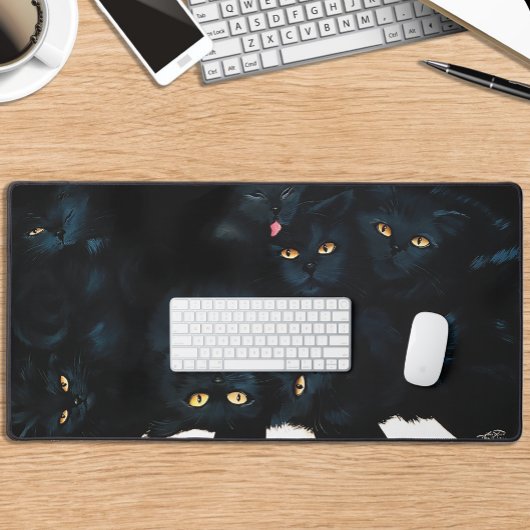Black Cat Cuddle Schreibtischunterlage