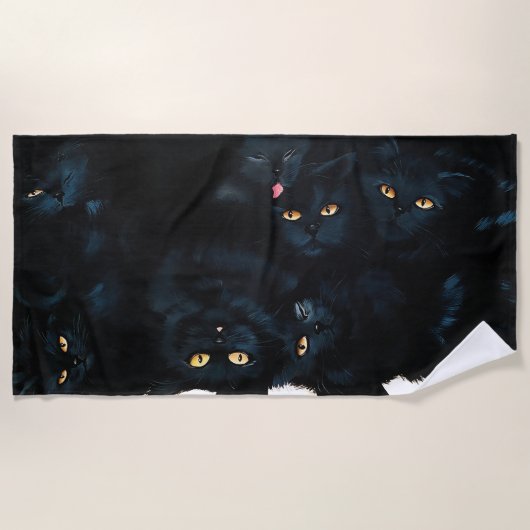 Black Cat Cuddle Strandtuch (Vorderseite)