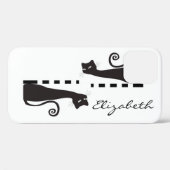 Black Cat Custom Monogram Case-Mate iPhone Hülle (Rückseite (Horizontal))