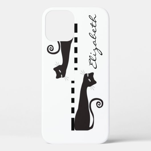 Black Cat Custom Monogram Case-Mate iPhone Hülle (Rückseite)