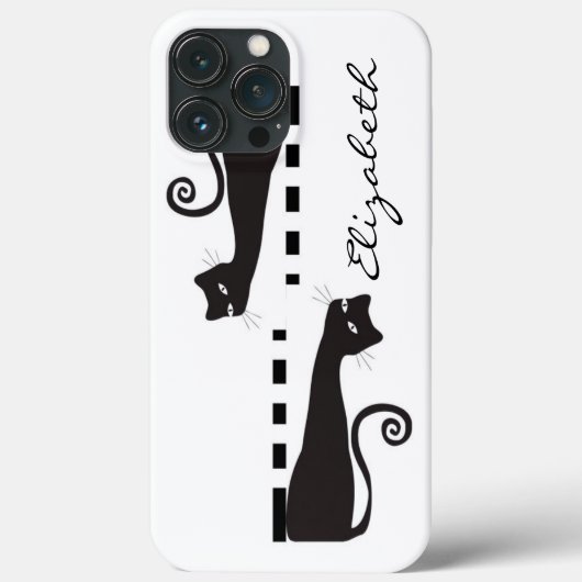 Black Cat Custom Monogram Case-Mate iPhone Hülle (Rückseite)