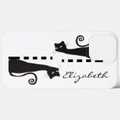 Black Cat Custom Monogram Case-Mate iPhone Hülle (Rückseite (Horizontal))