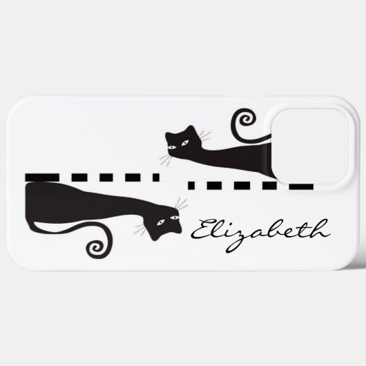 Black Cat Custom Monogram Case-Mate iPhone Hülle (Rückseite (Horizontal))