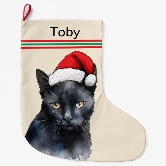 Black Cat Custom Pet Großer Weihnachtsstrumpf (Vorderseite)