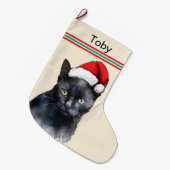 Black Cat Custom Pet Großer Weihnachtsstrumpf (Vorderansicht (hängend))
