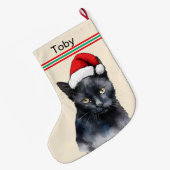 Black Cat Custom Pet Großer Weihnachtsstrumpf (Rückseite (Hängend))