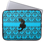 BLACK CAT DAMASK blau schwarz Laptopschutzhülle (Vorderseite)