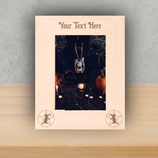 Black Cat Dangling Star in Pentagram Circle Witz Geätzte Rahmen