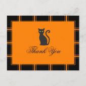 Black Cat Danke Halloween Black/Orange Postkarte (Vorderseite)