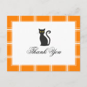 Black Cat Danke Halloween Orange Postkarte (Vorderseite)