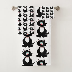 Black Cat Design Badhandtuch Set