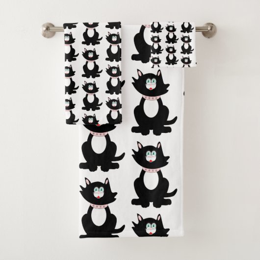 Black Cat Design Badhandtuch Set (Insitu)