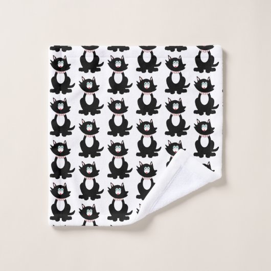 Black Cat Design Badhandtuch Set (Waschlappen)
