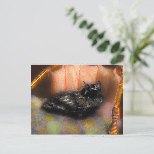 Black Cat Dreaming Postkarte (Stehend Vorderseite)