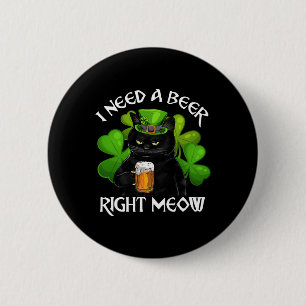 Black Cat Drink Beer St Patricks Day für Irish Button