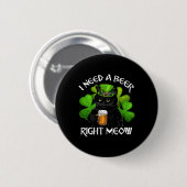 Black Cat Drink Beer St Patricks Day für Irish Button (Vorne & Hinten)