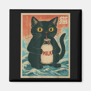 Black Cat Drink Milk Carton Anime Japanisch Witz G Magnet
