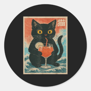 Black Cat Drink Schwanz Jus Anime Kawaii Funny Gra Runder Aufkleber