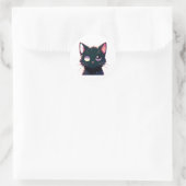 Black Cat Driving with Seriace Runder Aufkleber (Tasche)