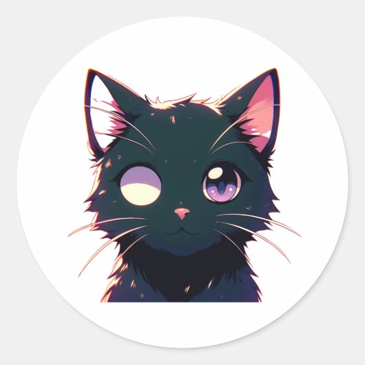 Black Cat Driving with Seriace Runder Aufkleber (Vorderseite)