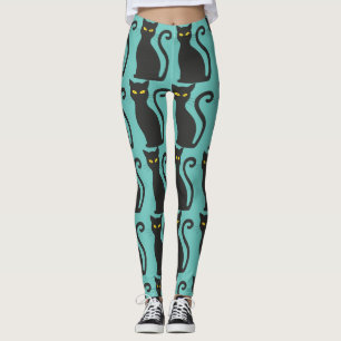 BLACK CAT DRUCKBLAUE YOGA PANTS LEGGINGS