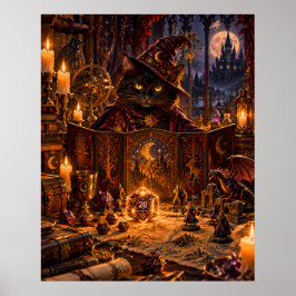 Black Cat Dungeon Master Fantasy Art Poster