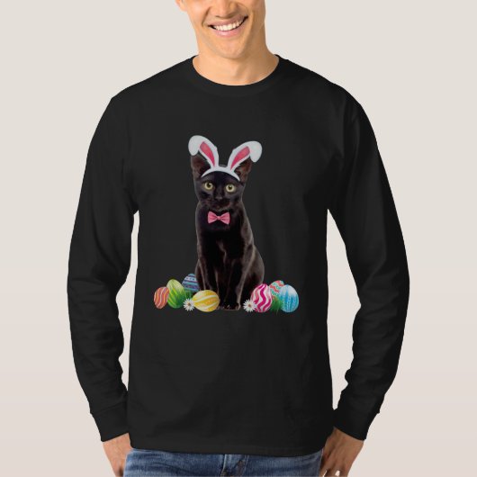 Black Cat Easter Day Bunny Eggs Costume Mens Women T-Shirt (Vorderseite)