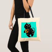 Black Cat Eat Pretzel Bag Tragetasche (Vorderseite (Produkt))
