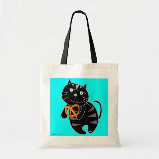 Black Cat Eat Pretzel Bag Tragetasche (Vorne)