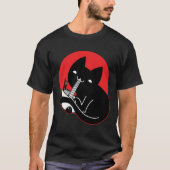 Black Cat Eating Ramen T-Shirt (Vorderseite)