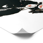 Black Cat Eating Sushi - Katze Japanisch Kunst Poster (Ecke)