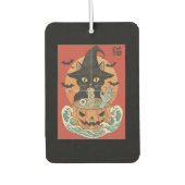 Black cat eats Japanese ramen for Halloween Autolufterfrischer (Vorderseite)