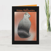 Black Cat Editable Halloween Karte (Vorderseite)