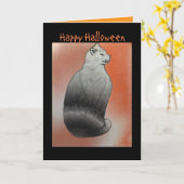 Black Cat Editable Halloween Karte (Gelbe Blume)