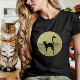 Black Cat Elegante Silhouette und Mond Minimalisti T-Shirt