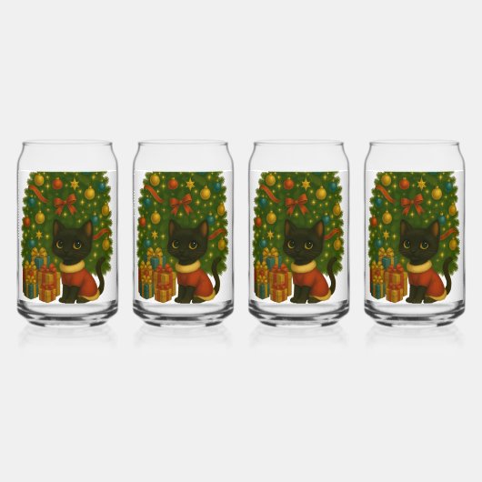 “Black Cat Emi and the Christmas Tree” Dosenglas (Vorderseite)