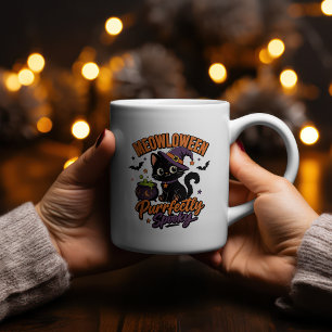 Black Cat Energy Gothic-Shirt Halloween-Pet-Desi Zweifarbige Tasse