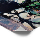 Black cat enjoying the view of the Eiffel Tower Poster (Ecke)