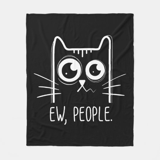 Black Cat Ew People Funny Cat Lover Fleecedecke (Vorderseite)