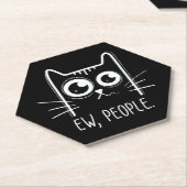 Black Cat Ew People Funny Cat Lover Untersetzer (angewinkelt)