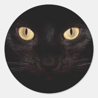 Black Cat Eyes Runder Aufkleber