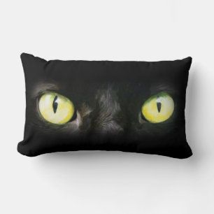 Black Cat Eyes Spooky Halloween Lendenkissen