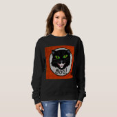 Black Cat Face Abstrakt Halloween Art to Wear Sweatshirt (Vorne ganz)