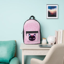 Black Cat Face Bedruckter Rucksack