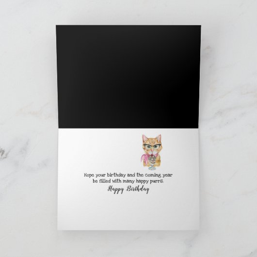 Black Cat Face Birthday Karte (Innenseite)