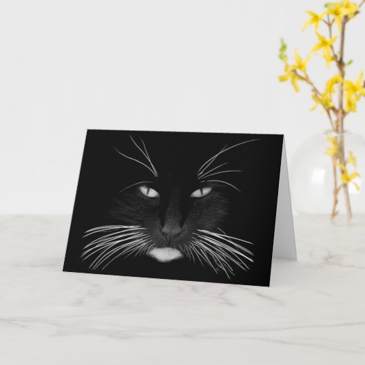 Black Cat Face Birthday Karte (Gelbe Blume)
