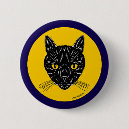 Black Cat Face Button