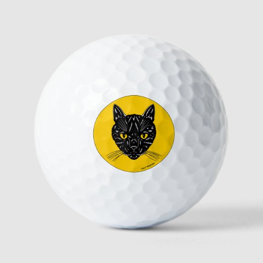 Black Cat Face Golfball (Vorderseite)