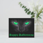 Black Cat Face Green Eyes Postcard Postkarte (Stehend Vorderseite)