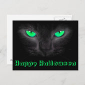 Black Cat Face Green Eyes Postcard Postkarte (Vorne/Hinten)
